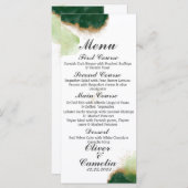 Menu moderne Agate Green & Gold Mariage (Devant / Derrière)