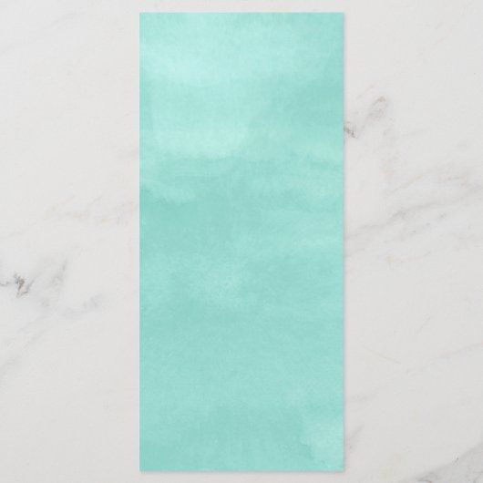 Menu moderne aqua vert aquarelle mariage (Dos)
