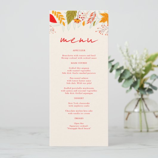 Menu Moderne automne brillant Floral Simple Mariage ivo (Debout devant)