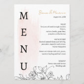 Menu Moderne avec Aquarelle Bleue et Flore Noire (Devant)