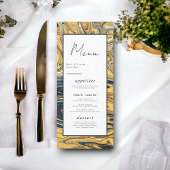 Menu Moderne Black Melted Gold Mariage Abstrait élégant