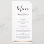 Menu moderne blanc et Mariage en cuivre (Devant / Derrière)