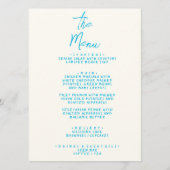 Menu Moderne Bleu Écrit à la main Mariage rétro tendanc (Devant)