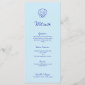 Menu moderne Blue Mediterranean Shell Mariage (Devant)