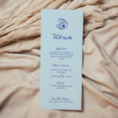 Menu moderne Blue Mediterranean Shell Mariage