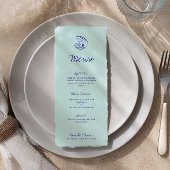 Menu moderne Blue Mediterranean Shell Mariage