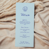 Menu moderne Blue Mediterranean Shell Mariage
