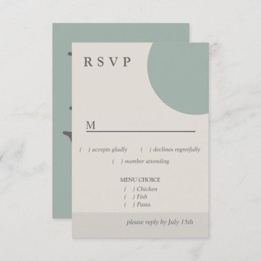 Menu Moderne Boho Géométrique Abstrait Vert Gris (Devant / Derrière)