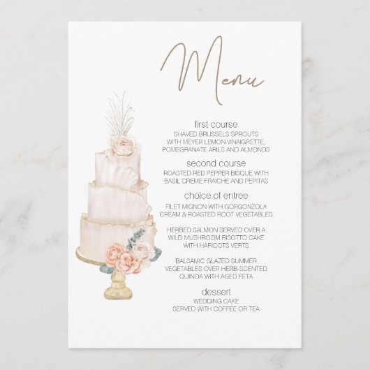 Menu moderne Boho rose Elegant Floral Mariage Menu (Devant)
