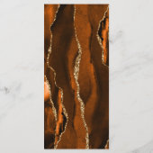 Menu Moderne Brûlé Orange Or Agate Marine Mariage bleu (Dos)