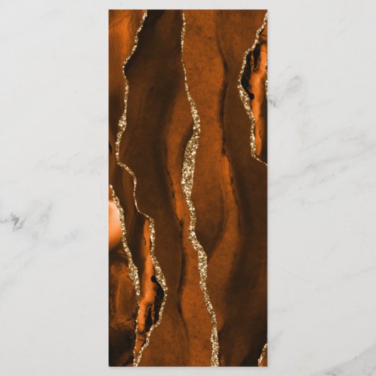 Menu Moderne Brûlé Orange Or Agate Marine Mariage bleu (Dos)