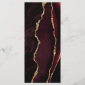 Menu Moderne Burgundy Gold Agate Marine Blue Mariage Me (Dos)