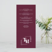 Menu Moderne Chic Bourgogne Minimaliste Merci Mariage (Debout devant)