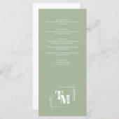 Menu Moderne Chic Dusty Green Minimal Merci Mariage (Devant / Derrière)
