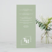 Menu Moderne Chic Dusty Green Minimal Merci Mariage (Debout devant)