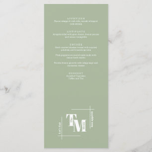 Menu Moderne Chic Dusty Green Minimal Merci Mariage