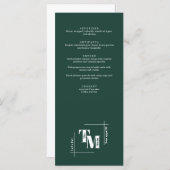 Menu Moderne Chic Emerald Green Boho Mariage Merci (Devant / Derrière)