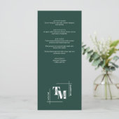 Menu Moderne Chic Emerald Green Boho Mariage Merci (Debout devant)