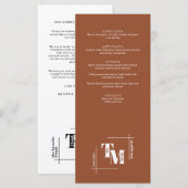 Menu Moderne Chic Terracotta Boho Mariage Merci Note (Devant / Derrière)