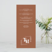Menu Moderne Chic Terracotta Boho Mariage Merci Note (Debout devant)