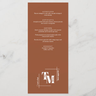 Menu Moderne Chic Terracotta Boho Mariage Merci Note