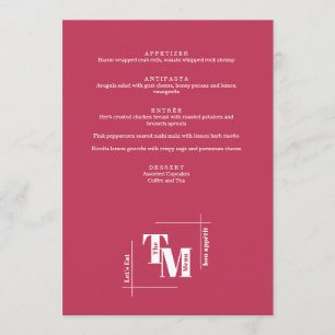 Menu Moderne Chic Viva Magenta Minimal Merci Mariage