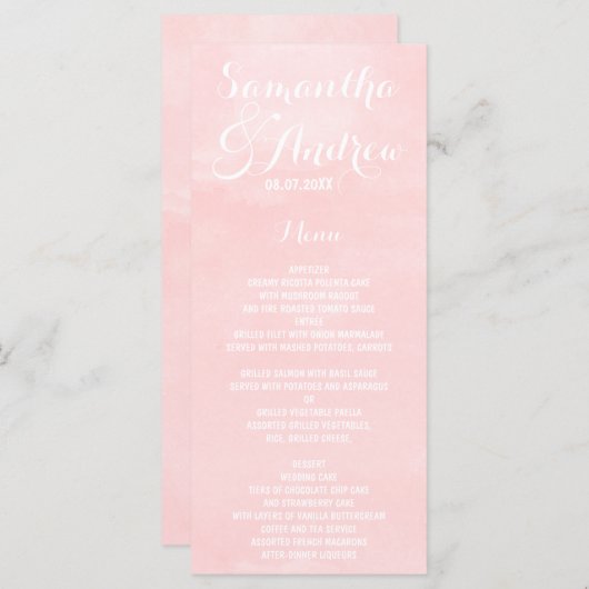 Menu moderne couleur rose vif mariage (Devant / Derrière)