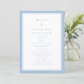 Menu Moderne de Baptême pour Garçon Croix Bleu Béb (Debout devant)