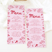 Menu moderne de la Saint-Valentin à coeurs roses e
