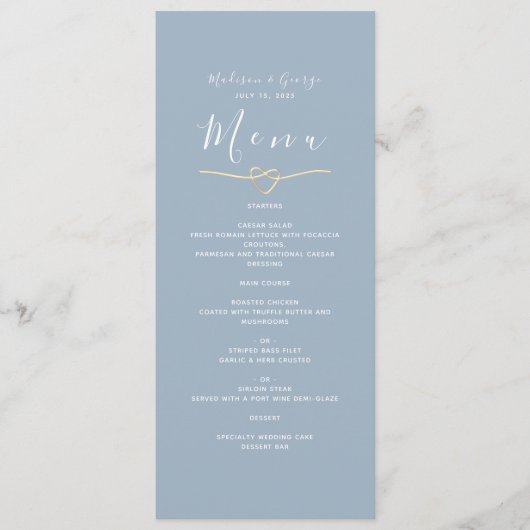 Menu moderne Dusty Blue Mariage (Devant)