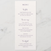 Menu Moderne écriture manuscrite violette Mariage éléga (Devant)