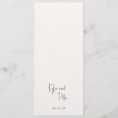 Menu Moderne écriture manuscrite violette Mariage éléga (Dos)