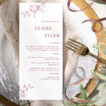 Menu Moderne Elegant Chic Bourgogne et Mariage rose<br><div class="desc">Laissez-vous séduire par cette carte de menu de mariage élégante, au design épuré et simple, aux délicats détails floraux dessinés à la main dans des tons bordeaux, rose poussiéreux et roses. Design avec élégante typographie moderne en bordeaux. Possibilité de personnaliser toutes les sections de texte à l'aide des zones de...</div>