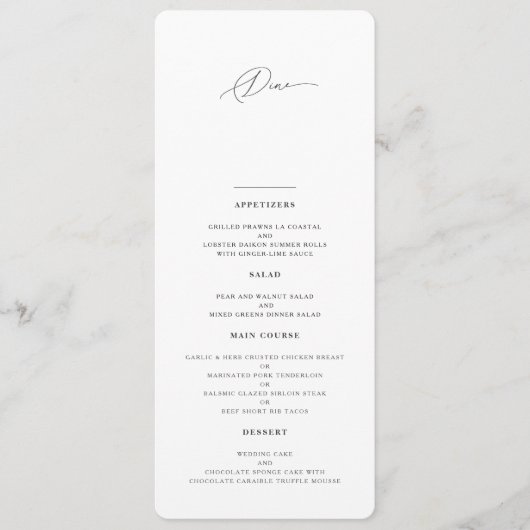 Menu Moderne Elegant Floral Line Mariage (Devant)