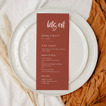 Menu Moderne et élégante brique brûlée Mangeons mariage<br><div class="desc">Mangeons ! menu mariage ou réception. Un style moderne et tendance pour votre papeterie mariage : une typographie audacieuse et un élégant thème de couleur brick brûlé,  facile à mélanger et à associer. Couleurs et arrière - plans entièrement personnalisables.</div>