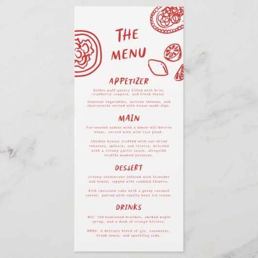Menu Moderne Funky Retro Bold Mariage rouge (Devant)