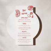 Menu Moderne Funky Retro Bold Mariage rouge