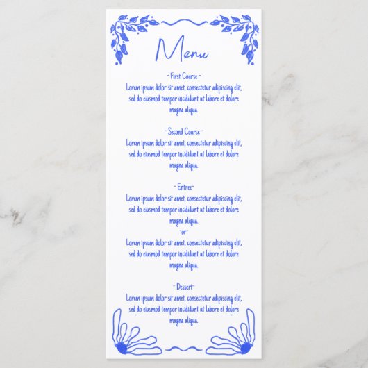 Menu Moderne Funky Whimsical Bleu Main Tirée Bow (Devant)