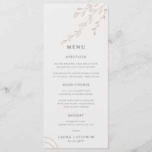 Menu moderne Mariage botanique beige neutre