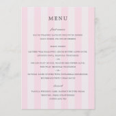 Menu Moderne mariage élégant rayures roses (Devant)