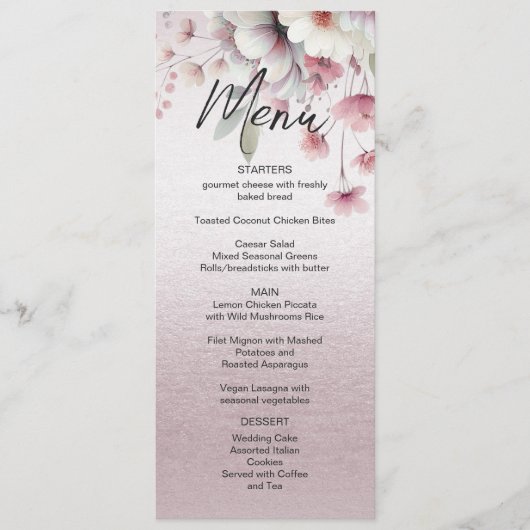 Menu moderne Mariage rose blanc (Devant)