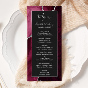 Menu Moderne mariage sombre en burgundy argent agate