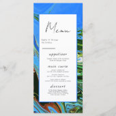 Menu Moderne minimal bleu vert Abstrait Artiste Mariage (Devant)