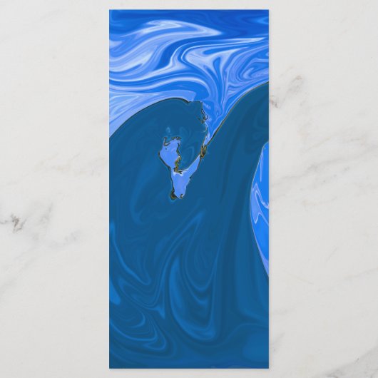 Menu Moderne Minimal Marine Blue Waves Mariage Abstrait (Dos)