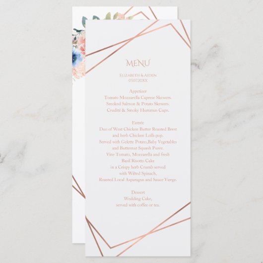 Menu Moderne, minimal, pur, blanc, rosegold (imitat) (Devant / Derrière)