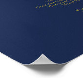 Menu Moderne minimale Navy Blue Wedding Drinken Poster (Hoek)