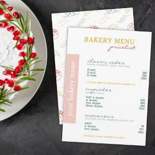 Menu moderne minimaliste coloré Boulangerie Liste 