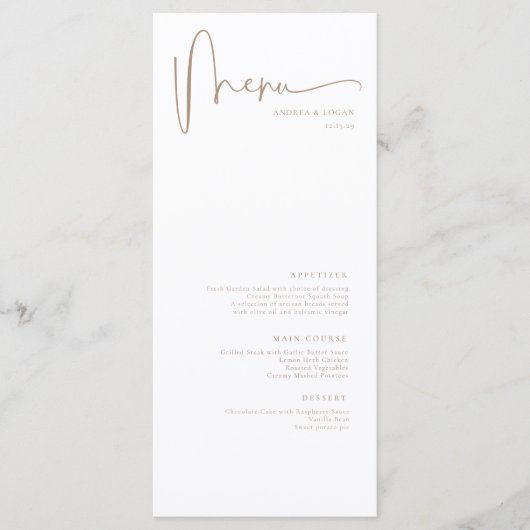 Menu Moderne minimaliste Élégant Mariage classique (Devant)