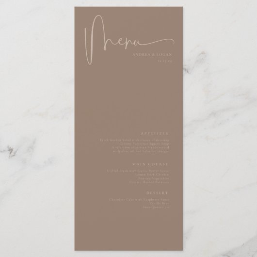 Menu Moderne minimaliste Élégant Mariage classique (Devant)