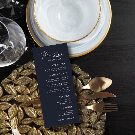 Menu Moderne minimaliste élégante calligraphie Mariage